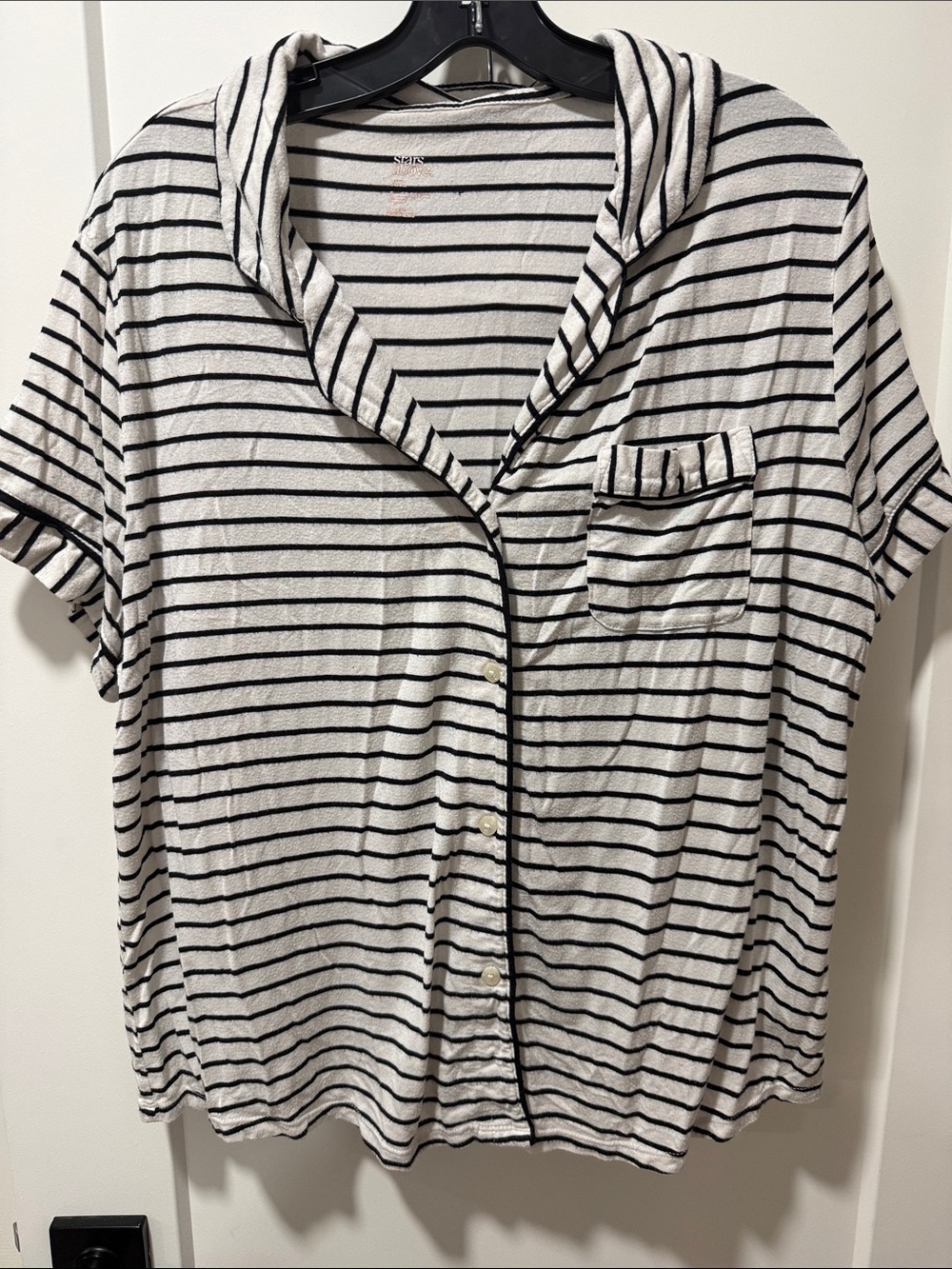 Stars Above Black & White Striped Short-Sleeve Pajama Set Size XXL